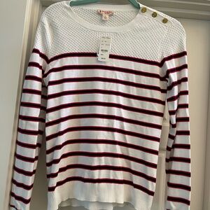 NWT Brooks Brothers Red Fleece Striped White, Red and navy Women's sweater